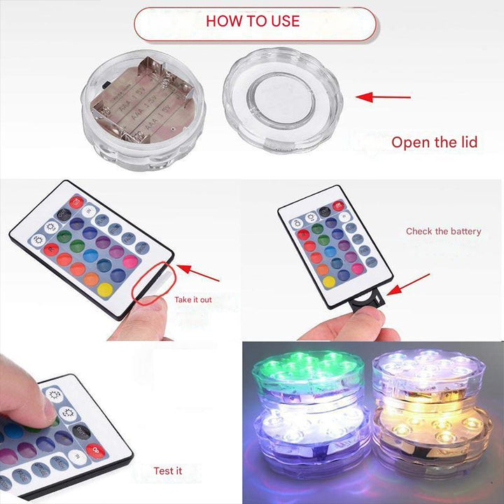 Waterdichte LED lamp met afstandsbediening voor optimale controle over uw vijver- en zwembadverlichting.