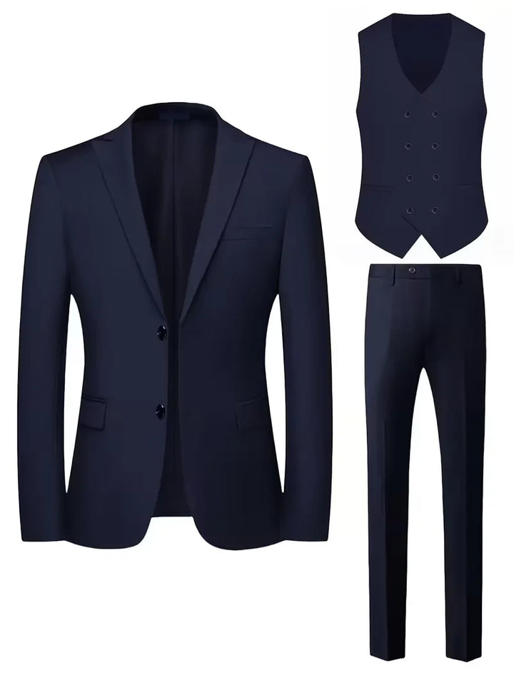 Herenpak met gilet, slim fit, ideaal voor een elegante look op werk of feesten.