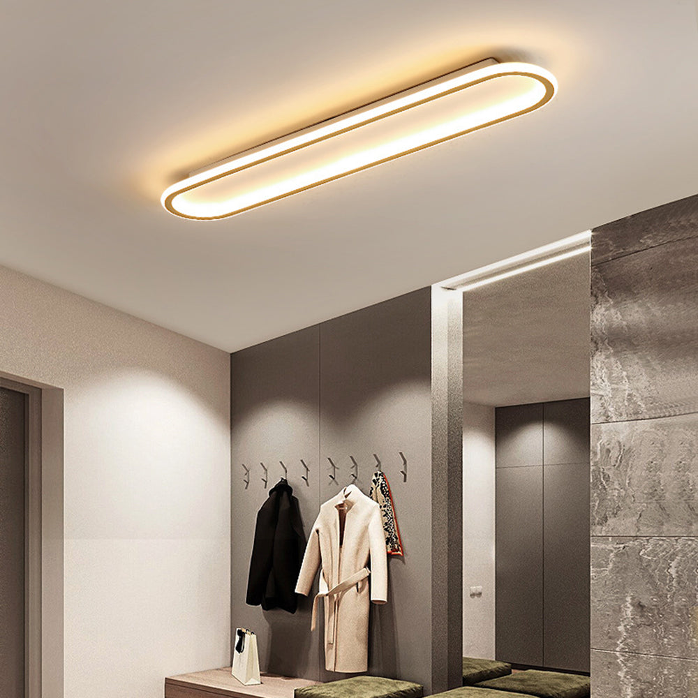 Roségouden minimalistische LED plafondlamp, elliptisch en dimbaar; ideaal voor slaapkamer. (87)
