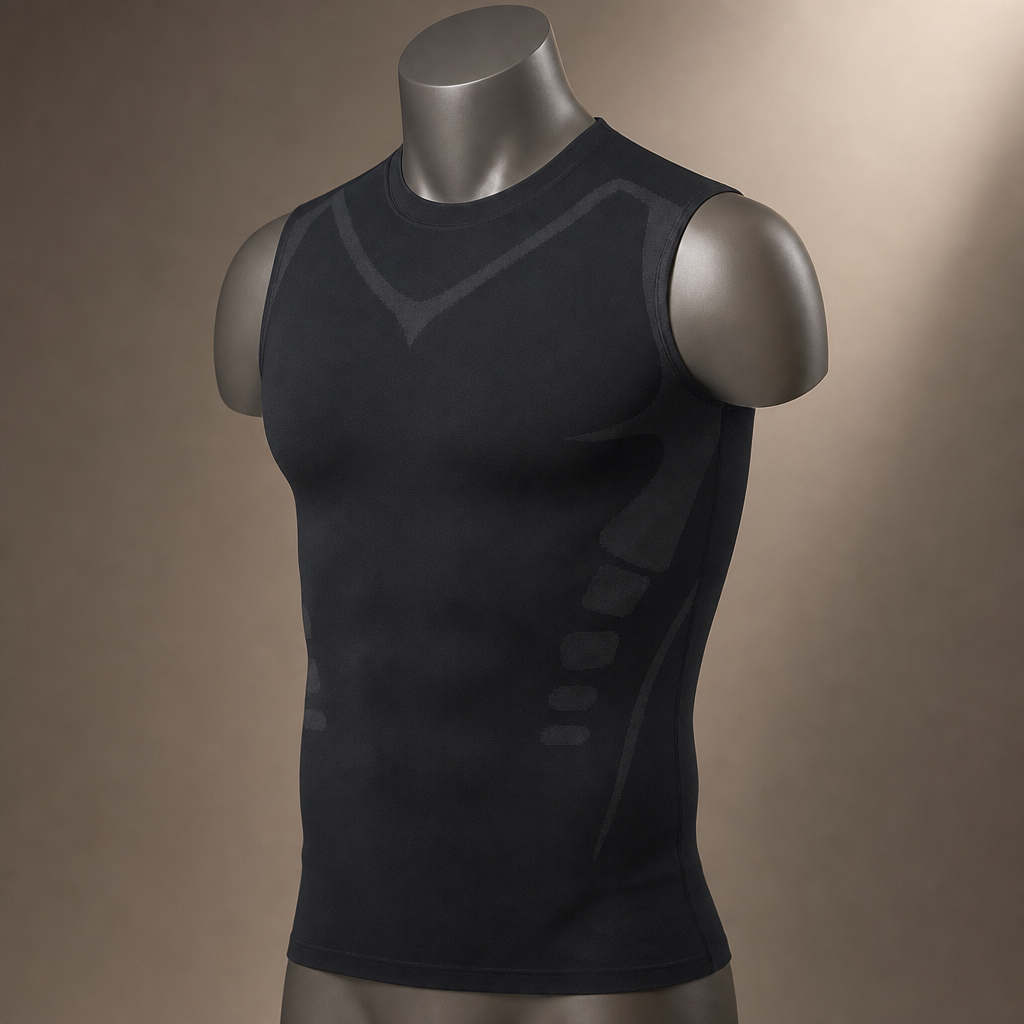 Heren corrigerend ondershirt voor houdingsondersteuning. Slankmakend en comfortabel, discreet onder kleding.