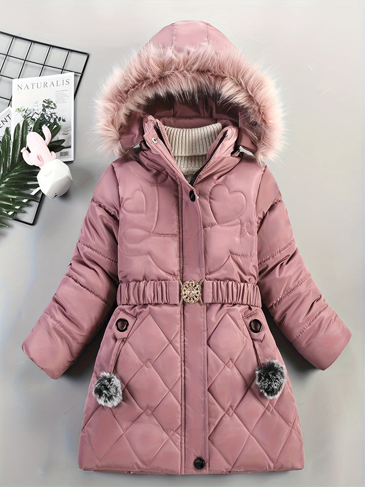 Meisjes winterjas met warme capuchon, gewatteerd en stijlvol. Perfect voor koude dagen.