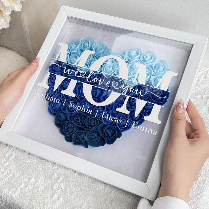 BlossomHeart bloemenframe met delicate bloemen en bladeren, sfeervolle handgemaakte wanddecoratie.