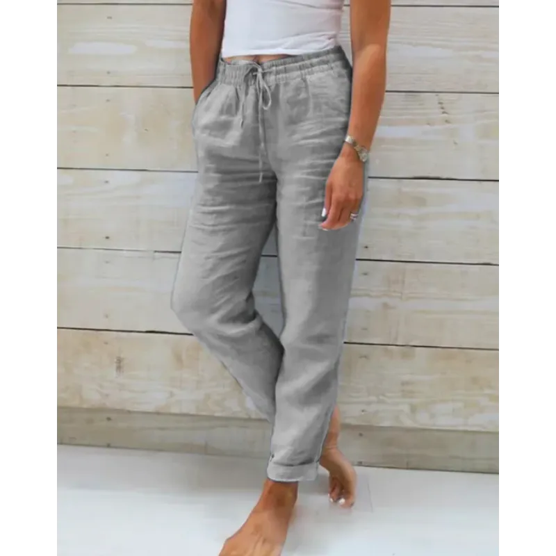 Grijze casual damesbroek Emma, comfortabele vrouwen broek ideaal voor dagelijks gebruik en ontspannen outfits.