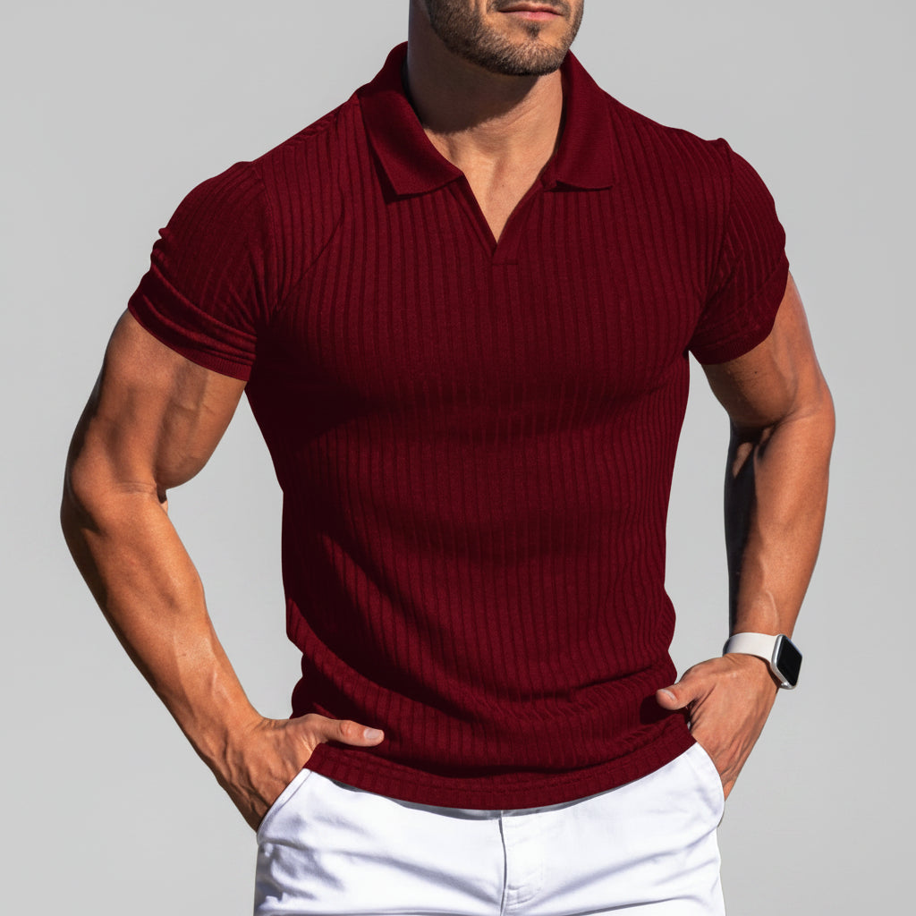 Poloshirt heren, casual stijl met fijne textuur. Dit slimfit shirt met korte mouwen is een must-have voor zomerse dagen.
