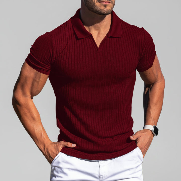 Poloshirt heren, casual stijl met fijne textuur. Dit slimfit shirt met korte mouwen is een must-have voor zomerse dagen.