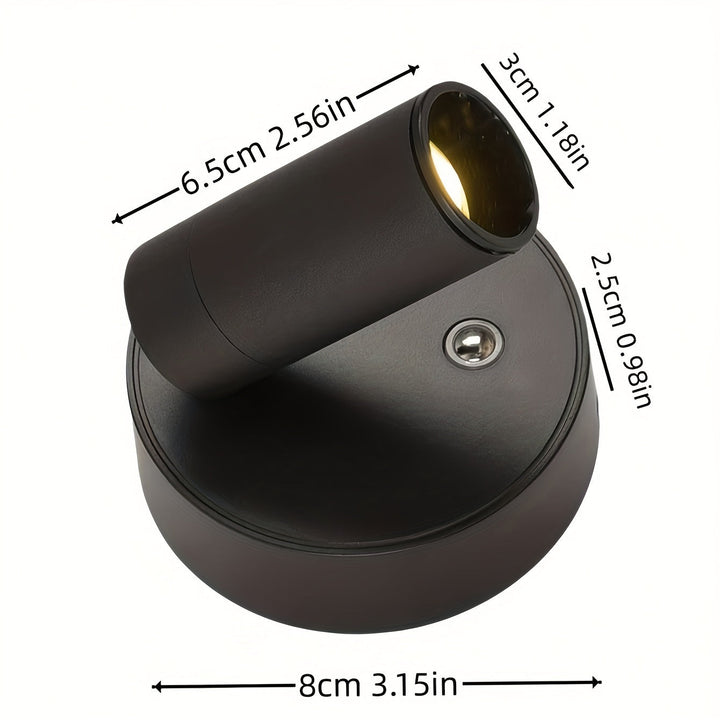 Oplaadbare LED spotlamp met USB-C, ideaal voor draadloze accentverlichting van interieur en kunst.