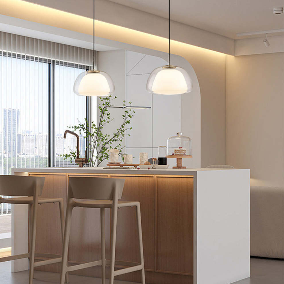 Jelly hanglamp met glazen kap, perfecte combinatie van modern design en sfeervolle verlichting.