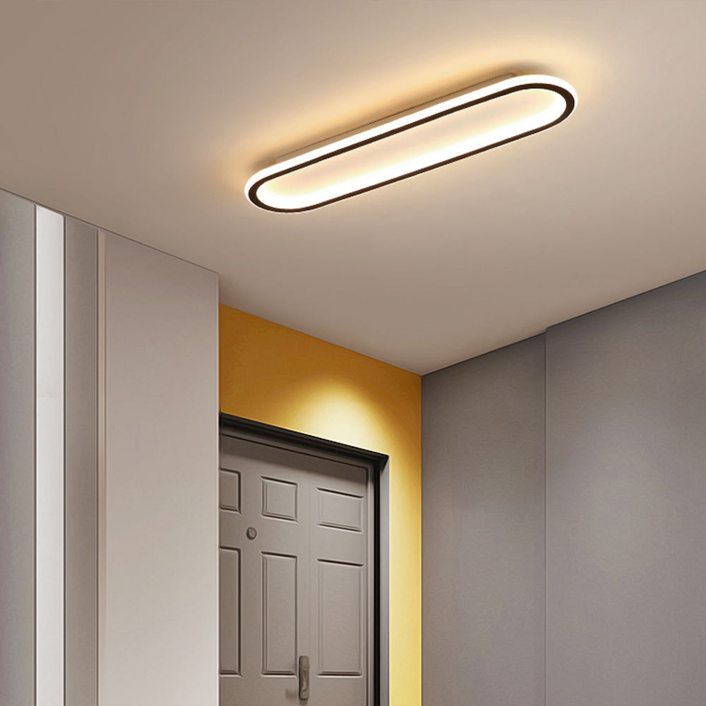 Moderne design LED plafondlamp van metaal/acryl, elliptisch, zwart; perfect voor binnenverlichting. (90)