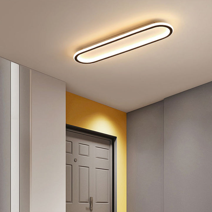 Moderne design LED plafondlamp van metaal/acryl, elliptisch, zwart; perfect voor binnenverlichting. (90)