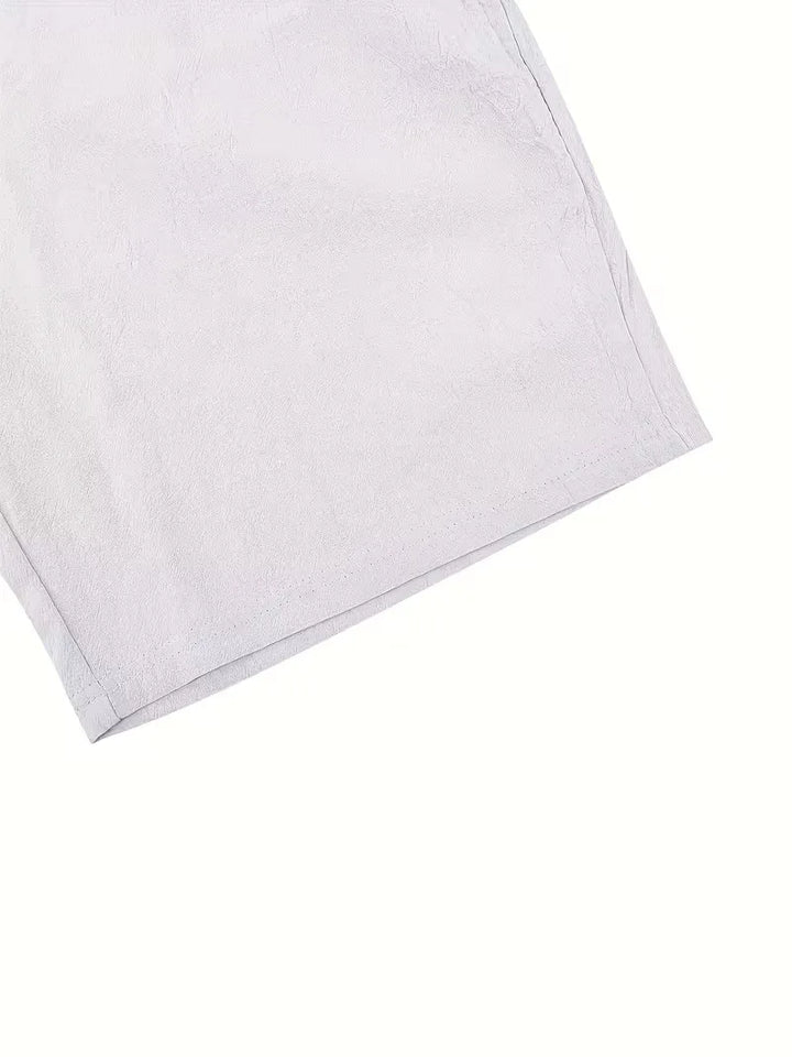 Stijlvolle heren kledingset voor de zomer: casual shirt en wideleg broek, diverse kleuren.