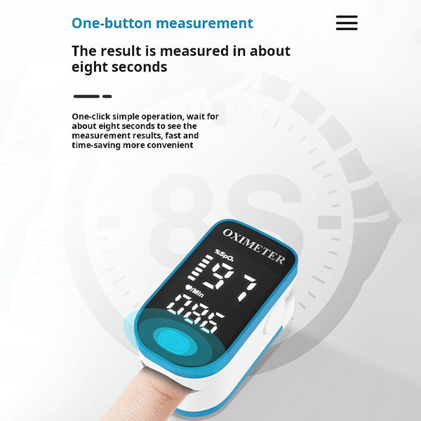 Unisex pulsoximeter met helder display voor snelle uitlezing van SpO2 en hartslag.