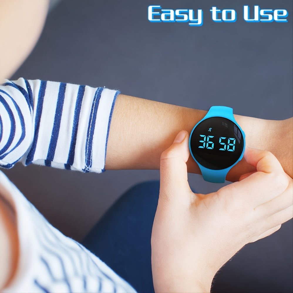 Helder LED display van dit kinder fitness tracker horloge toont stappen en tijd duidelijk.