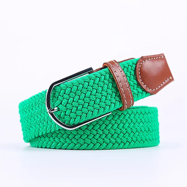 Blauwe modieuze riem, elastisch imitatieleer, unisex, voor een casual of smart-casual look.