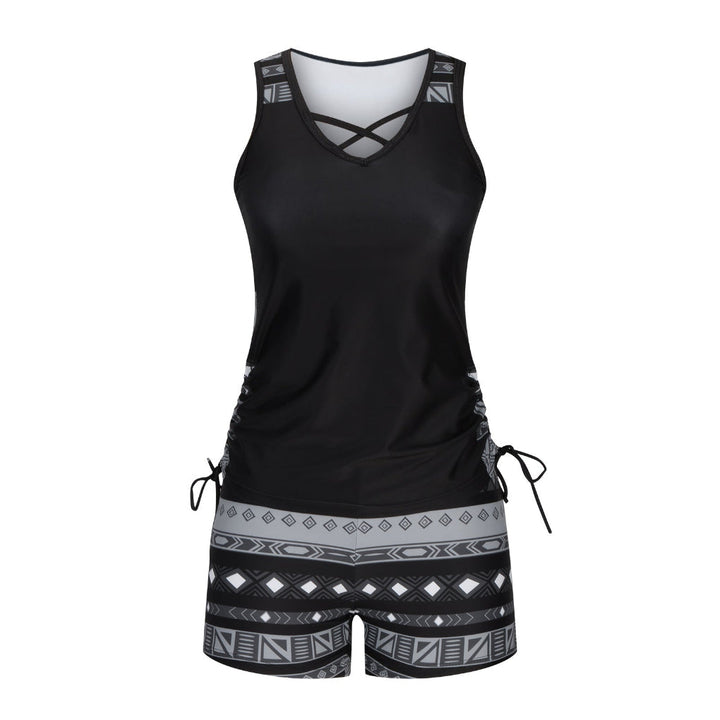 Dames bikini met hoge taille en stijlvol knoopdetail, perfecte zwemkleding voor de zomer.