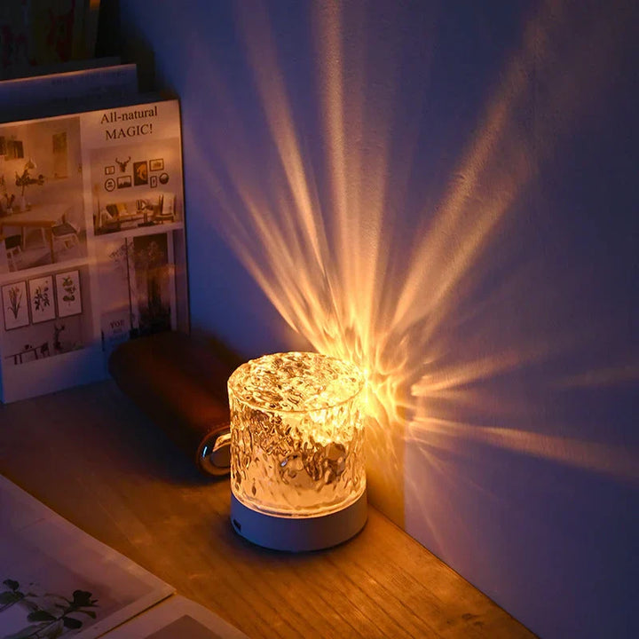 Draadloze sfeerlamp AuraGlow met afstandsbediening, RGB licht, watergolf effect. Ideaal voor interieurdecoratie.