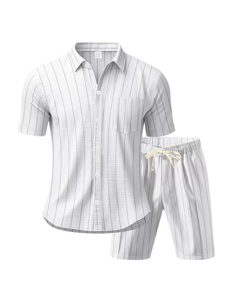 Heren tweedelige zomerset: shirt met korte mouwen & korte broek, ultiem draagcomfort.