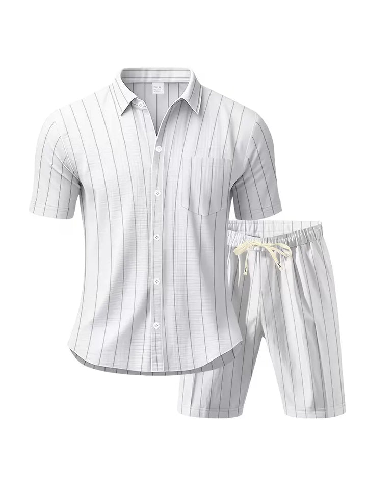 Heren tweedelige zomerset: shirt met korte mouwen & korte broek, ultiem draagcomfort.
