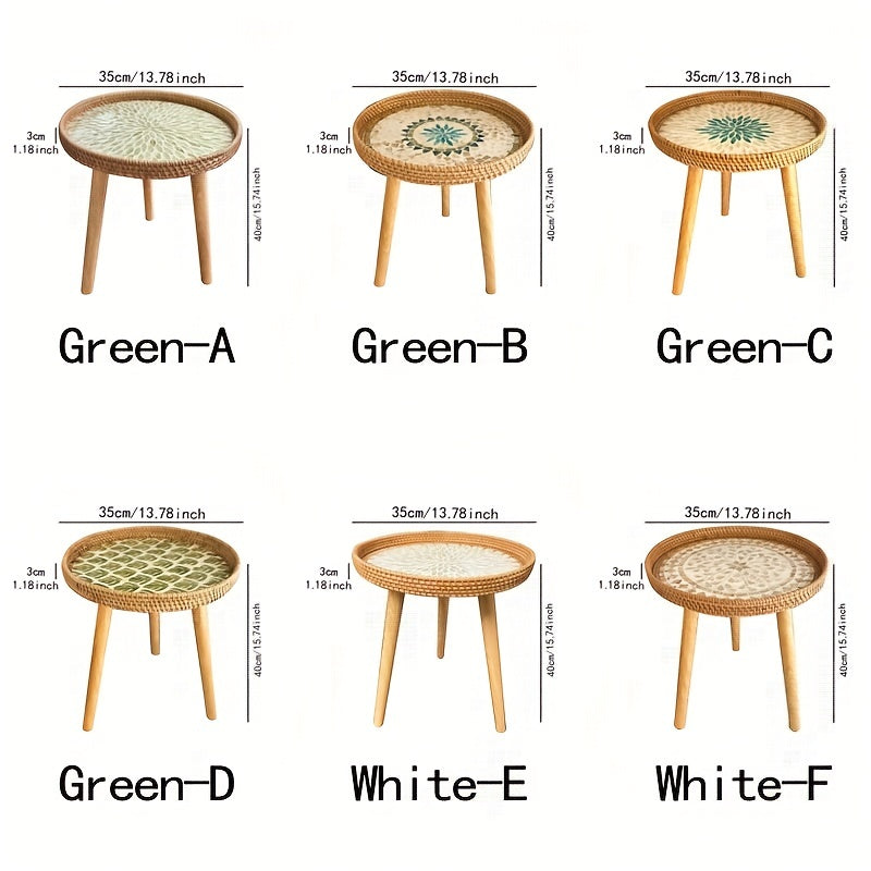 Elegante Elin bijzettafel, een mix van riet en hout die naadloos past in een modern of landelijk interieur.