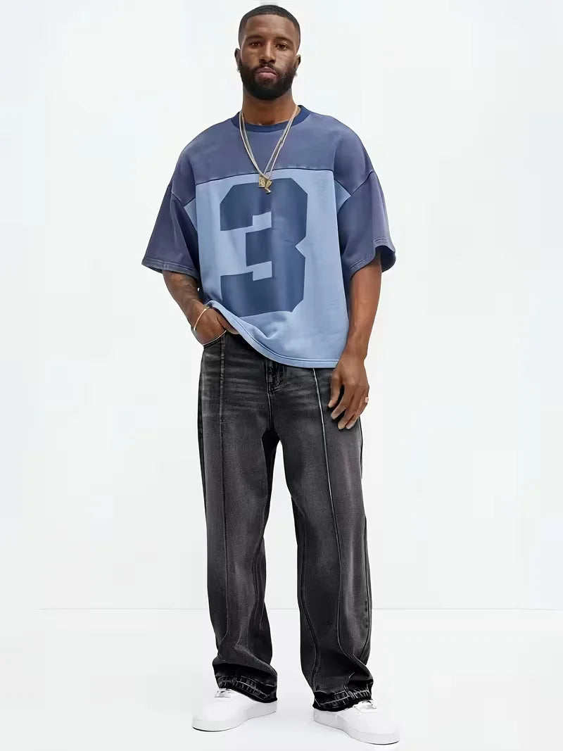 Trendy heren loose fit jeans. Wijde pijpen broek in een stijlvolle kleur voor een ontspannen look.