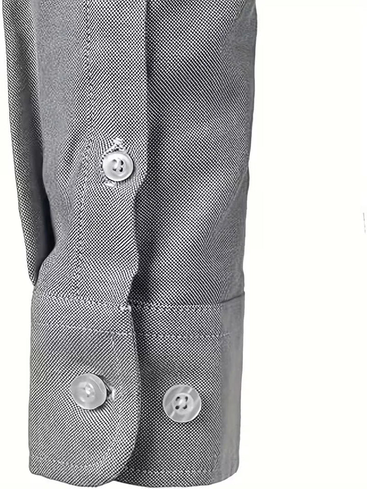 Zwart herenoverhemd met mandarin kraag, lange mouwen, regular fit; ideaal voor dagelijks gebruik.