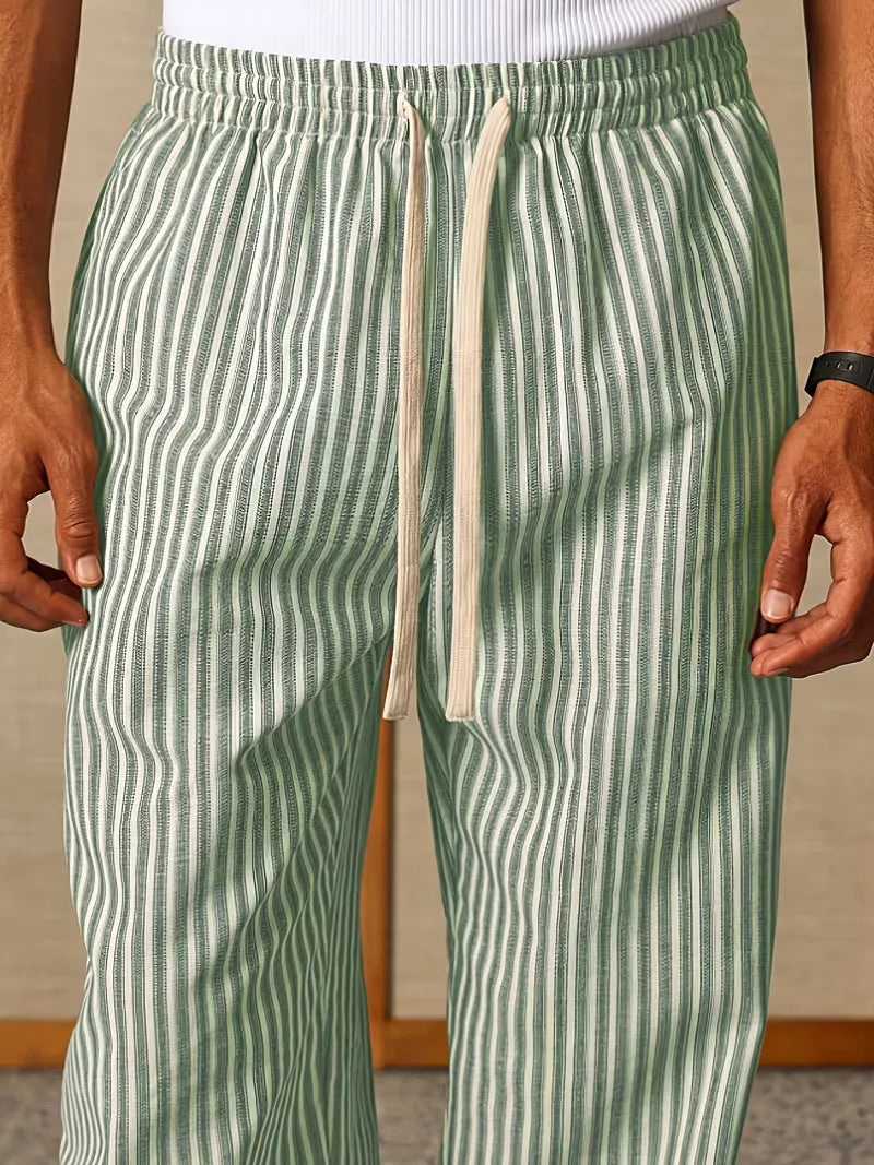 Heren gestreepte wijde pijp joggers, de perfecte combinatie van comfort en lente/zomer trend.