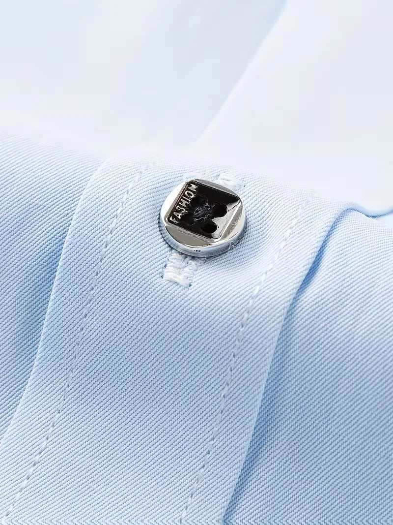 Herenoverhemd mandarijnkraag, slimfit en lange mouwen, de ultieme smartcasual herenmode.