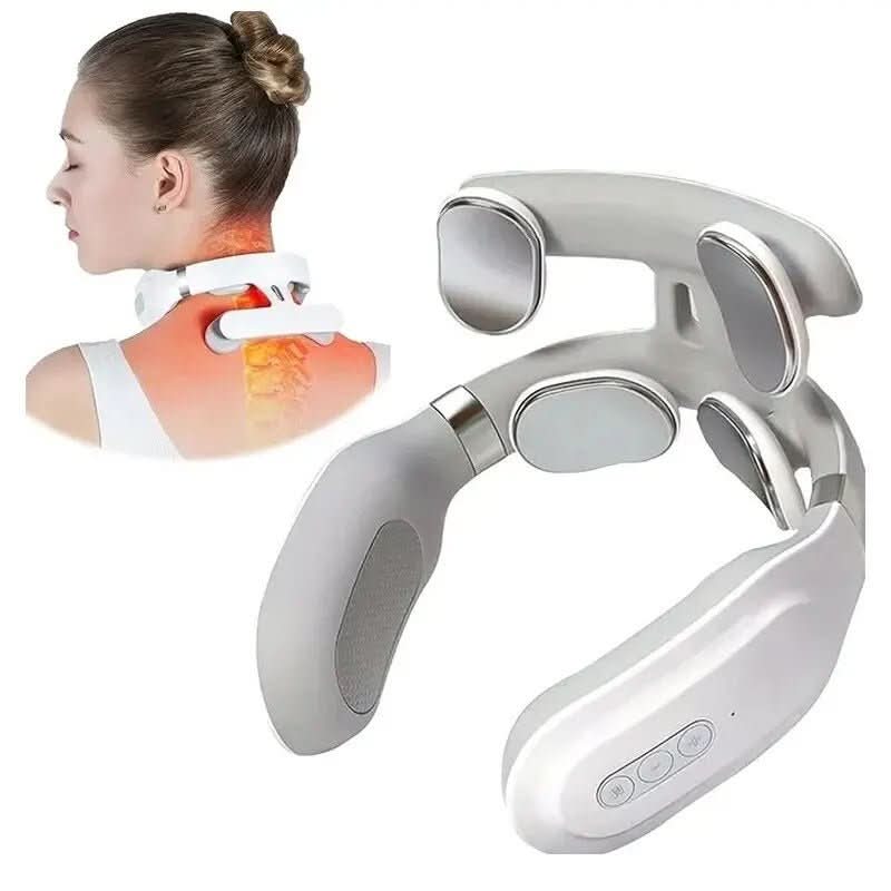 Ergonomische nekmassager met rustgevende warmte en krachtige vibratie voor effectieve stressverlichting.