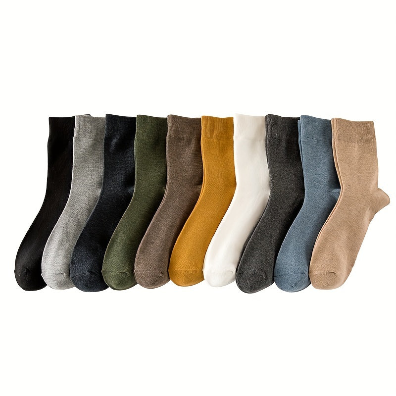 Essentiële herensokken set: 10 zachte, comfortabele en kleurrijke paren van katoenmix, one-size voor alle mannen.