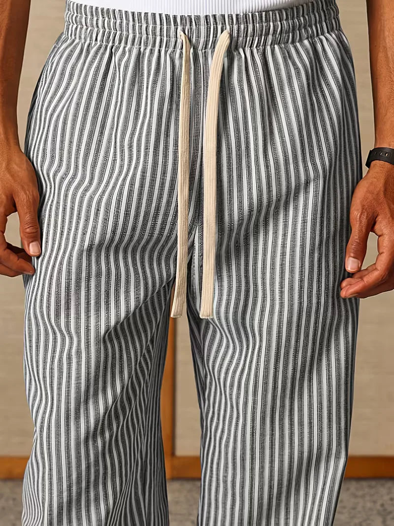 Zomerse heren gestreepte joggers, wijde pijp biedt bewegingsvrijheid en ontspanning.