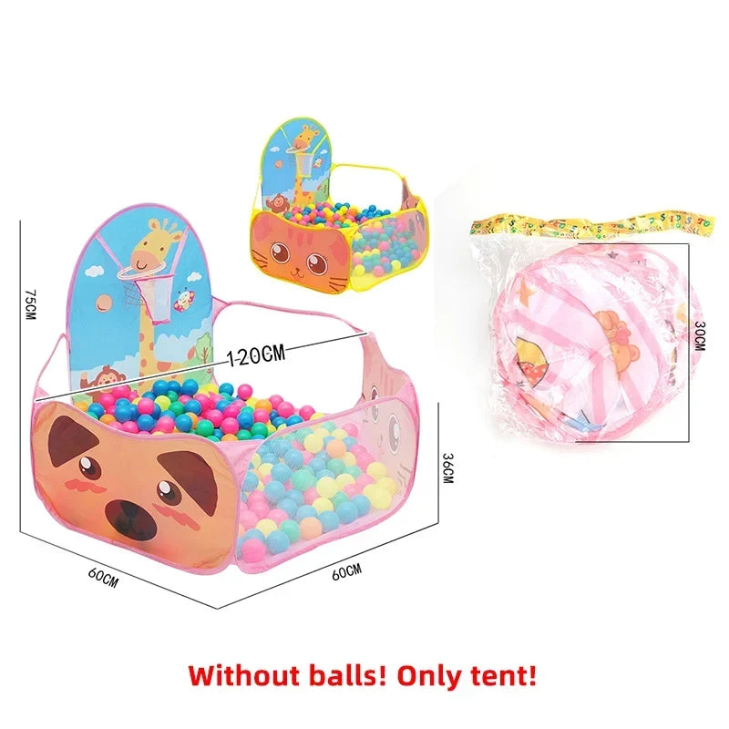 Vrolijke ballenbak speeltent voor kinderen, inclusief basketbalring voor extra speelplezier, binnen & buiten.