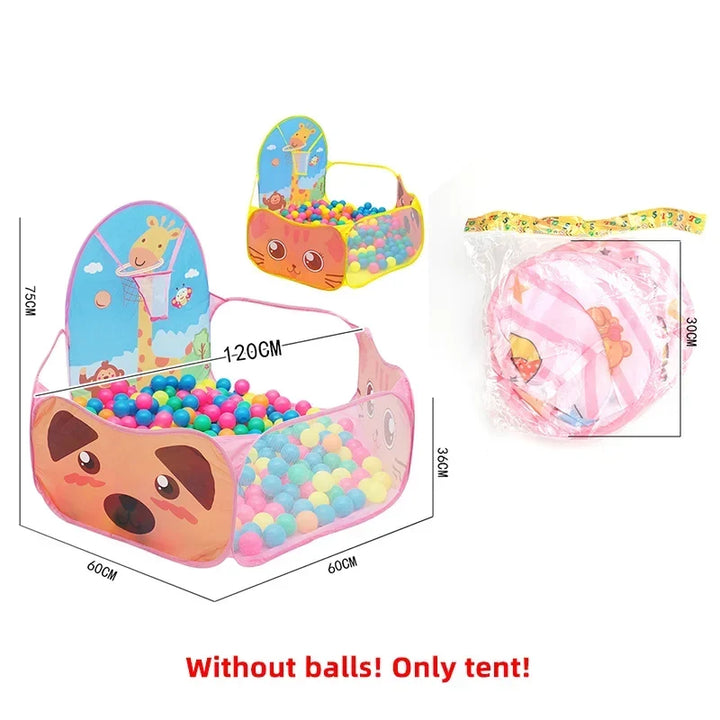 Vrolijke ballenbak speeltent voor kinderen, inclusief basketbalring voor extra speelplezier, binnen & buiten.