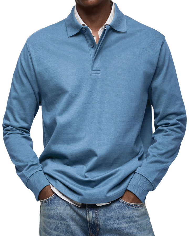 Elegante heren polo, lange mouwen, ideaal voor smart casual en zakelijke outfits.