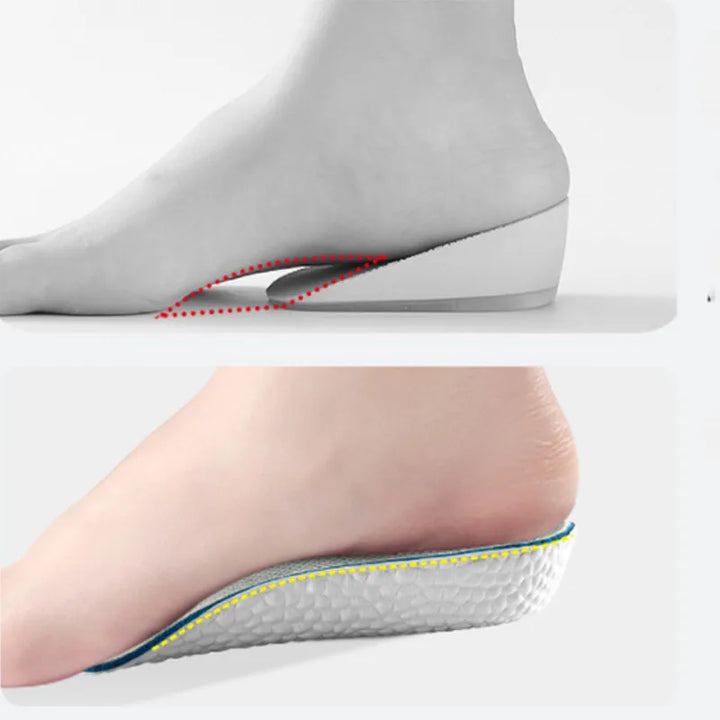Comfortabele steunzolen met voetboogondersteuning, ideaal voor onzichtbare hoogteverhoging in schoenen.