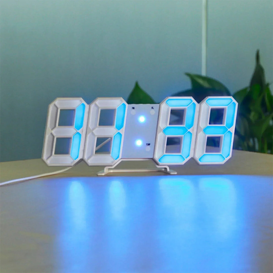 Minimalistische digitale wandklok, 3D cijfers, LED licht voor slaapkamer.