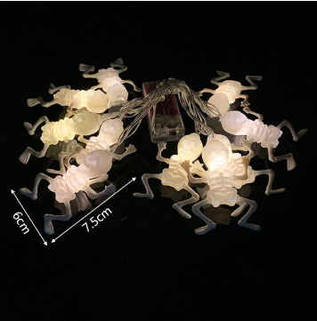 Halloween LED lichtsnoer met enge spinnen. Unieke buitendecoratie en sfeerverlichting.