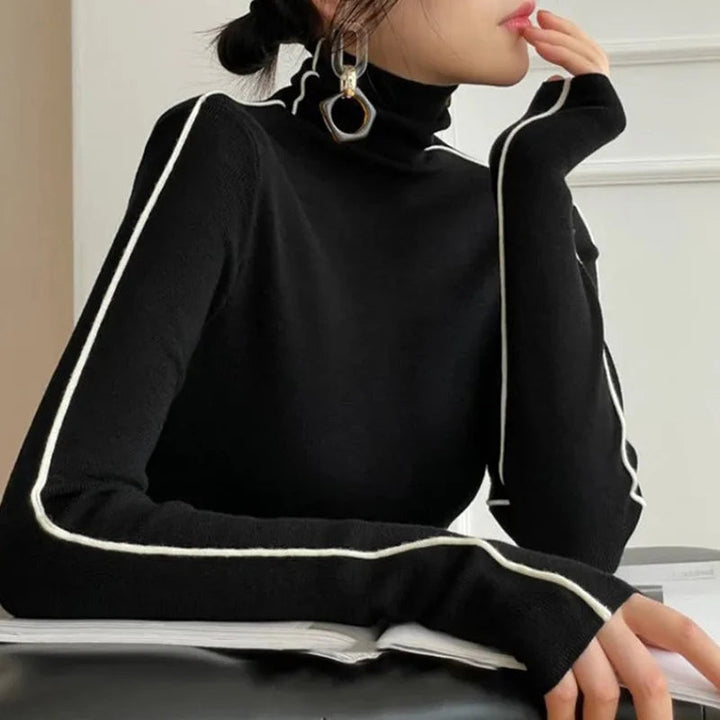 Effen dames trui met lange mouwen, model Lynn, perfect voor veelzijdige dameskleding.