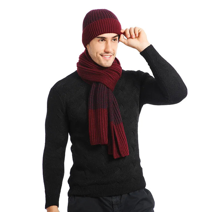 Unisex gebreide winterset met muts, sjaal en handschoenen. Warm & comfortabel voor koude dagen.