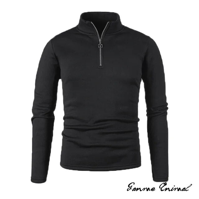 Heren warme coltrui met halve rits in marineblauw, ideaal voor stijlvolle wintermode.
