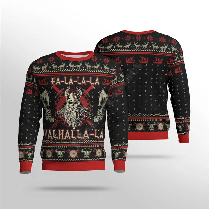 Heren Viking kersttrui met Odin-motief voor epische Yule feestdagen; warme winterkleding voor kerst.
