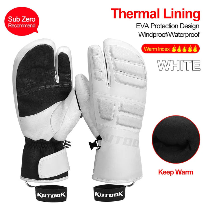 Waterdichte heren skihandschoenen, zwart, perfect voor outdoor en koude temperaturen. Thermisch.