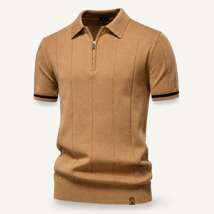 Casual heren polo in katoen, met korte rits en klassieke kraag; perfecte lente/zomer kleding.