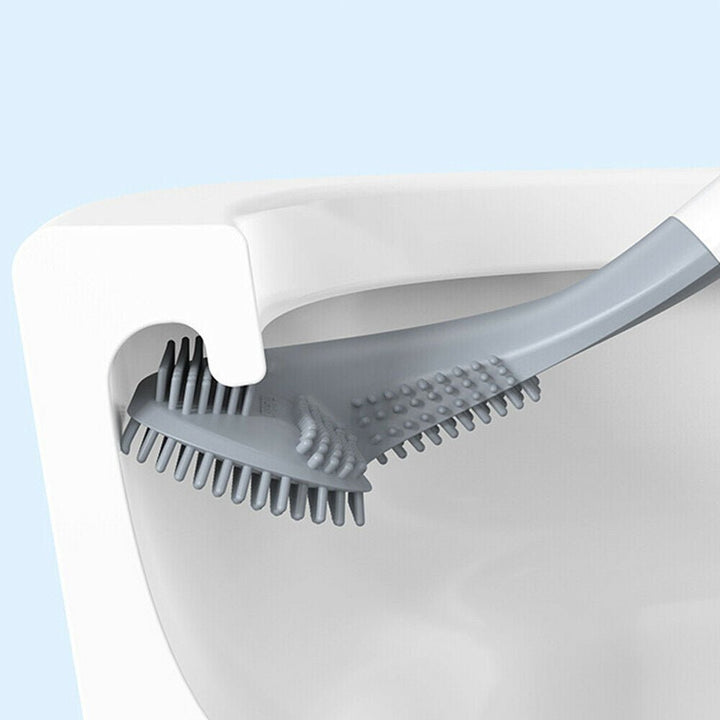 Toiletborstel met strak design en siliconen borstel, ideaal voor een moderne en hygiënische badkamer.