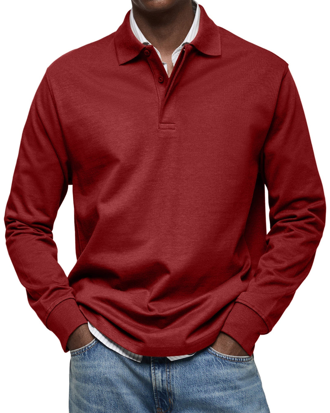 Elegante heren polo met lange mouwen, tijdloze stijl voor een verzorgde en comfortabele look.