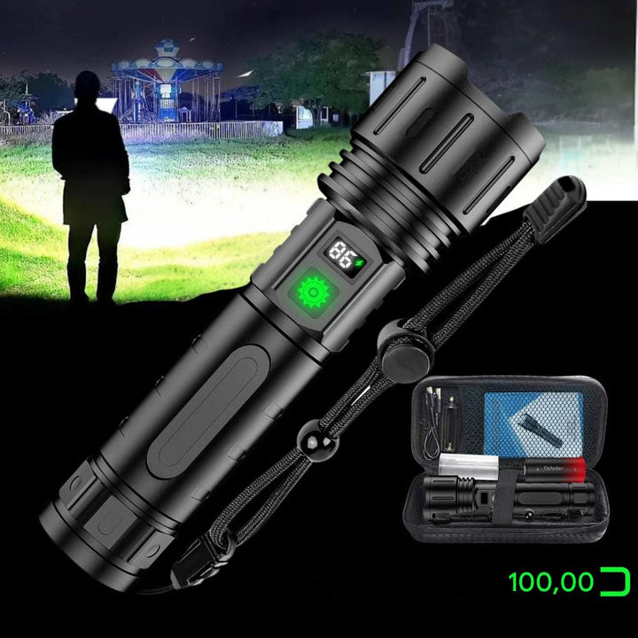 Essentiële outdoor LED zaklamp voor kamperen, survival en onverwachte noodsituaties.