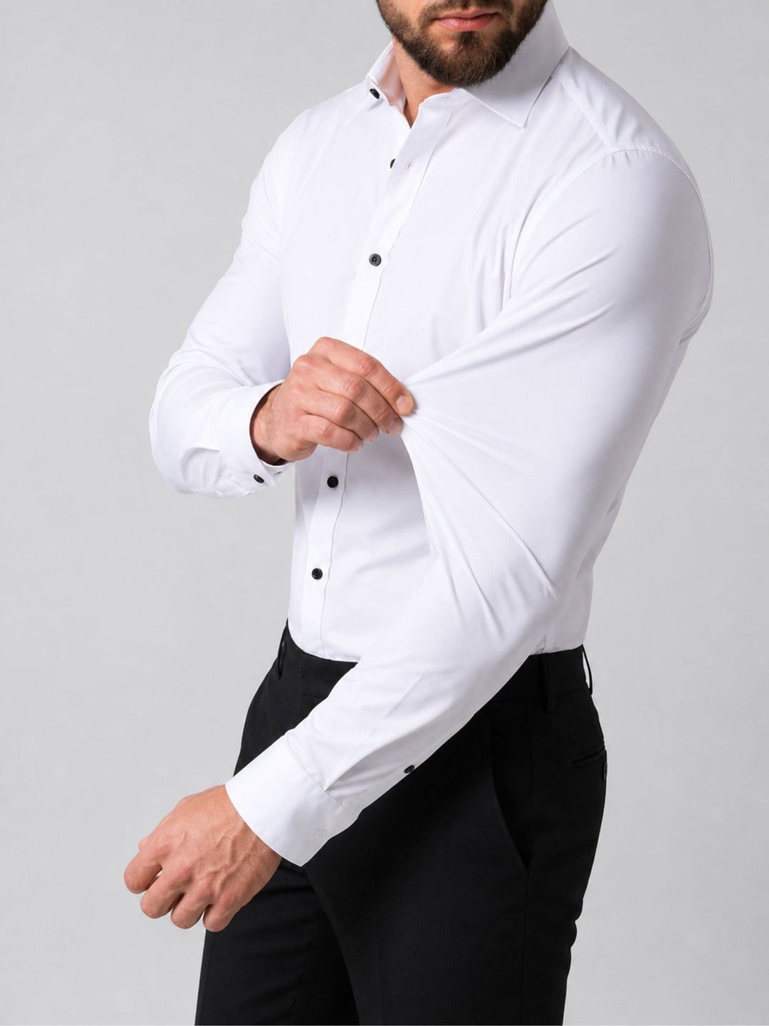 Lange mouwen heren stretch overhemd, ademend en comfortabel voor dagelijks gebruik en kantoor.