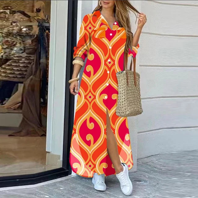 Stijlvolle lange jurk voor dames, combineert elegantie met street style comfort voor elke gelegenheid.