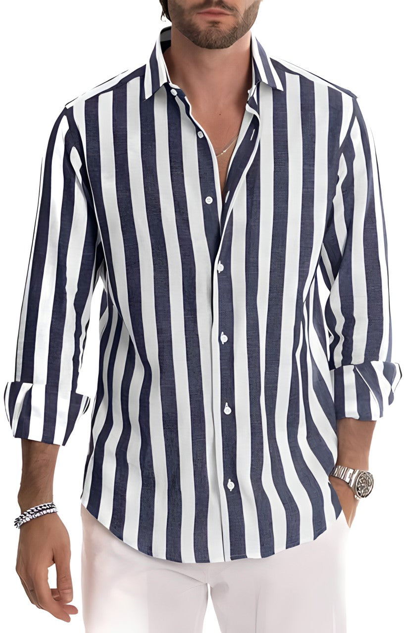 Heren gestreept overhemd, ademend en lichtgewicht, de ultieme zomerkleding voor mannen.