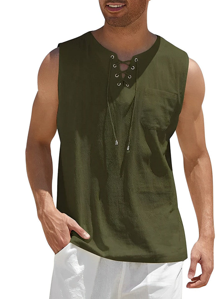 Heren tanktop met V-hals, ideaal voor zomer. Luchtig en comfortabel mouwloos shirt voor mannen.