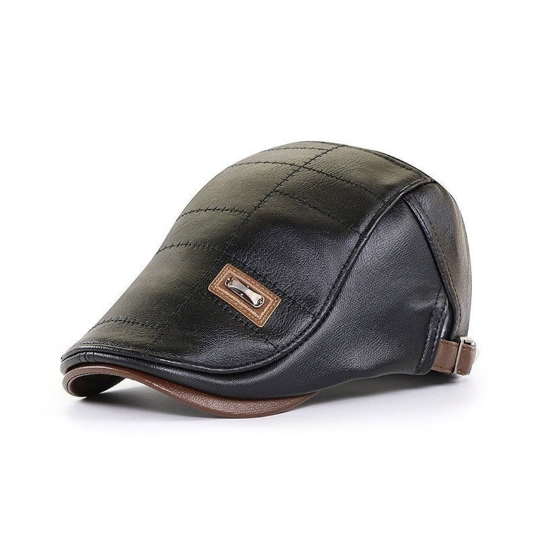 Detail van een heren retro baret. De perfecte klassieke hoed als modieus accessoire.