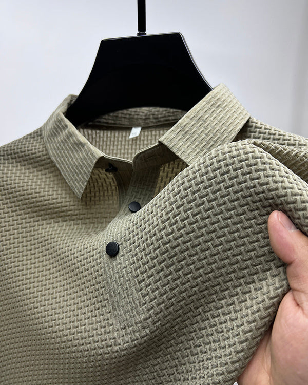 Heren poloshirt met korte mouw, comfortabel en ademend voor warme dagen.